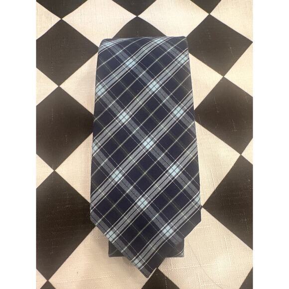 Banana Republic Tie Classic Navy Blue Grey Striped NeckTie cotton silk - Picture 2 of 5